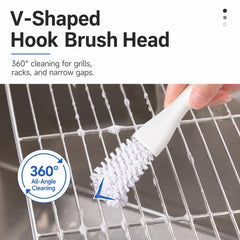 2-in-1 Grill Grate Cleaning Brush Wire Rack Cleaner with Tail Scraper, Handheld Stove Crevice Seam Brush, 1pc BBQ Cleaning Brush