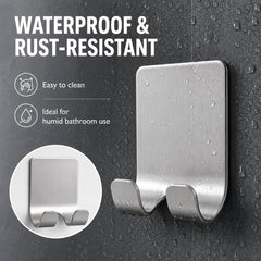 2pcs /Pack Adhesive Stainless Steel Razor Holder for Shower Wall No-Drill Shaver Hanger Utility Storage Hook Multi-Purpose Wall Organizer