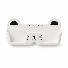 Cute Cat Wall Mounted Glasses Holder Punch-Free Adhesive Eyeglass Organizer Stand Space-Saving Sunglasses Storage Box for Bedside, Closet, Vanity, Car