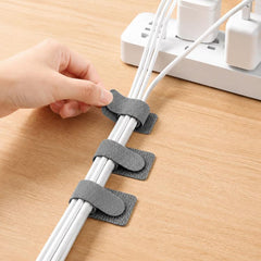 10pcs /Pack Adhesive Cable Organizer Reusable Hook And Loop Fastener Cord Keeper Strips For Appliance Under Desk Wire Management Clips, Gray