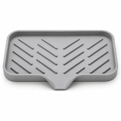 Large Silicone Sponge Holder for Kitchen Bathroom Sink 5-Degree Slanted Sink Tray with Drain Spout
