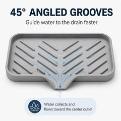 Large Silicone Sponge Holder for Kitchen Bathroom Sink 5-Degree Slanted Sink Tray with Drain Spout
