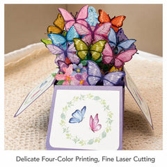 3D Pop-Up Box Butterfly Greeting Card Purple Butterfly Blessing Card