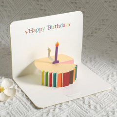 3D Pop-Up Birthday Card Minimalist Foldable Colorful Cake Greeting Card, Cake