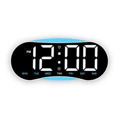 Curved LED Digital Wall Clock Large Display Desk Clock with Ambient Night Light, Day Date Temperature Dimmable for Bedroom Office