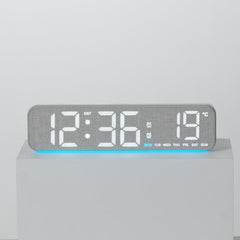 Modern LED Digital Desk Clock with Temperature Date, Silent Alarm Clock with Dual Alarm, 5801 Yellow Wood Grain, 5801 Grey Fabric, 5802 Yellow Wood Grain, 5802 Grey Fabric