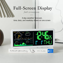 Wireless Weather Station Clock with Outdoor Sensor Digital Wall Clock Barometric Local Weather Forecast Bedside Alarm Clock