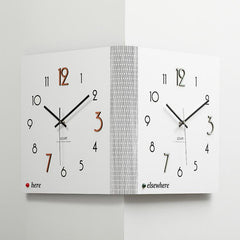 wozoom Double-Sided Corner Wall Clock Simple Decorative Clock For Living Room Corners, White Medium, White Large, Woodgrain Brown Medium, Woodgrain Brown Large