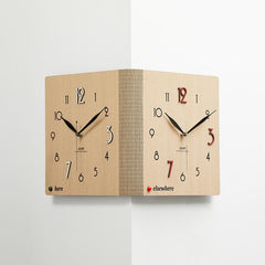 wozoom Double-Sided Corner Wall Clock Simple Decorative Clock For Living Room Corners, White Medium, White Large, Woodgrain Brown Medium, Woodgrain Brown Large