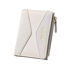 RECHRSLM 6614-2 Color Block Short Women Wallet Simple 2-Fold Student Card Holder