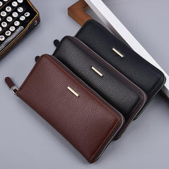 DEABOLAR Portable Long Men Wallet Casual Zipper Billfold & Hand Pouch