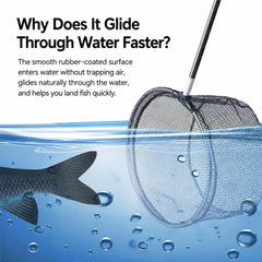 LINNHUE Foldable Rubber Coated Fishing Landing Net Head Anti-Snag Aluminum Alloy Frame Fly Fishing Mesh, 35cm, 40cm, 45cm