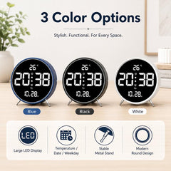 8.3-inch Large LED Digital Alarm Clock Adjustable Brightness with Temperature / Date / Week & Dual Alarms
