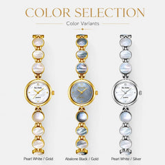 BS Bee Sister FA1873 Women Round Bracelet Watch Vintage Mother of Pearl Style Analog Quartz Dress Wristwatch
