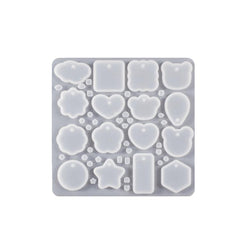 16-Cavity Resin Jewelry Mold Silicone Multi-Shape Earring Stud and Pendant Casting Mold with Holes