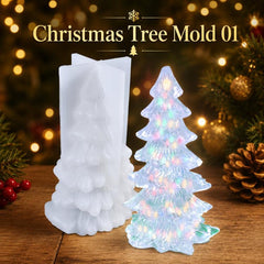 3D Christmas Tree Candle Mold Silicone Pine Tree Resin Mold for Epoxy Casting, 01, 02