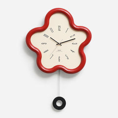 wozoom Flower Shaped Wall Clock Silent Creamy Style Decorative Clock, Minimalist Beige, Minimalist Red, Swing Red With Second Hand, Swing Beige, Swing Red, Swing Green