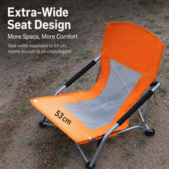 Folding Beach Chair Picnic Camping Lawn Lounge Seat With Breathable Mesh Back and Cup Holder