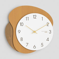 wozoom Modern Wall Clock Silent Wooden Living Room Decorative Clock, Light Brown, Natural Wood Color, Green, Red, White