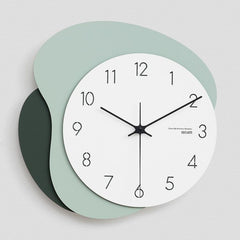 wozoom Modern Wall Clock Silent Wooden Living Room Decorative Clock, Light Brown, Natural Wood Color, Green, Red, White