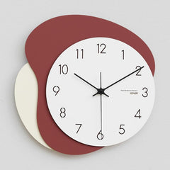 wozoom Modern Wall Clock Silent Wooden Living Room Decorative Clock, Light Brown, Natural Wood Color, Green, Red, White