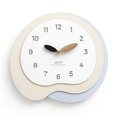 wozoom Modern Irregular Wall Clock Silent Decorative Wood Quartz Clocks For Living Room, Beige Blue With Second Hand, Beige Blue, Green Beige, Black Gray, Beige Blue 3D, Green Beige 3D, Black Gray 3D