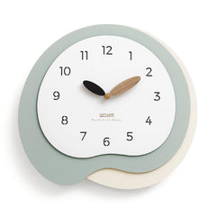 wozoom Modern Irregular Wall Clock Silent Decorative Wood Quartz Clocks For Living Room, Beige Blue With Second Hand, Beige Blue, Green Beige, Black Gray, Beige Blue 3D, Green Beige 3D, Black Gray 3D