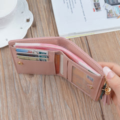 Short Leather Women Zipper Purse Panelled Wallets Trendy Coin Purse, Leather Pink, Leather Blue, Leather Black