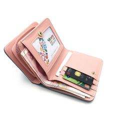 Women Cute Cat Wallet Small Zipper Wallet PU Leather Coin Purse Card Holder, Cat Black, Cat Blue, Cat Green, Cat Pink, Cat Rose Red
