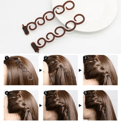 Elegance Hair Braider Flower Magic Hair Clip Queue Twist Plait Hairstyle Styling Accessories,Size:13.5x2.5cm, Black, 6090 Coffee