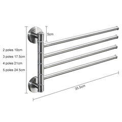 Stainless Steel Towel Bar Rotating Towel Rack Bathroom Kitchen Wall-mounted Towel Polished Rack Holder, Brushed Two Poles, Brushed Three Poles, Brushed Four Poles, Brushed Five Poles, Black Brushed Four Poles, Black Brushed Five Poles