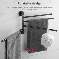 Stainless Steel Towel Bar Rotating Towel Rack Bathroom Kitchen Wall-mounted Towel Polished Rack Holder, Brushed Two Poles, Brushed Three Poles, Brushed Four Poles, Brushed Five Poles, Black Brushed Four Poles, Black Brushed Five Poles