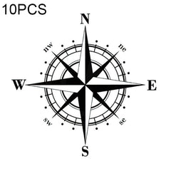 10pcs  Art Design Vinyl NSWE Compass Car Stickers Decals Black/Silver, 10 PCS White + Black, 10 PCS Black + White