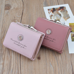Simple Mini Vintage Flowers Short Women's Folding Wallet Coin Purse