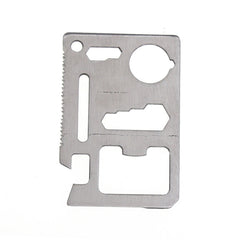 100 PCS 11 in 1 Outdoor Portable Multi-function Stainless Steel Hollow Tool Card Cutter with Leather Case, Size: 6.9 x 4.5cm, 10 PCS