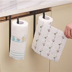 Door Cabinet Hanging Paper Towel Rack Partition Layer Kitchen Paper Cling Film Storage Rack, Black
