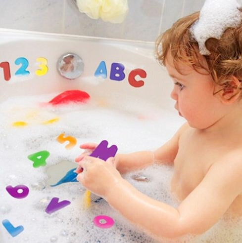 36pcs/Set Alphanumeric Letter Puzzle Baby Bath Toys Soft EVA Kids Baby Water Toys for Bathroom Early Educational Suction Up Toy, Baby Water Toys