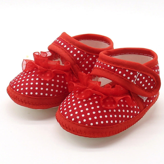 Baby Infant Shoes Girls Dot Lace Soft Sole Prewalker Warm Casual Flats Shoes, 11 size, 12 size, 13 size
