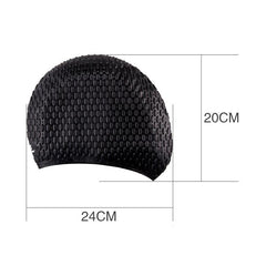 Larger Version Water Drop Shape Silicone Swimming Cap, Larger Version (Gray), Larger Version (Black)