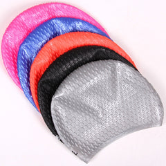Larger Version Water Drop Shape Silicone Swimming Cap, Larger Version (Gray), Larger Version (Black)