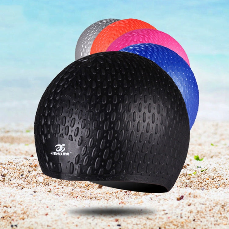 Larger Version Water Drop Shape Silicone Swimming Cap, Larger Version (Gray), Larger Version (Black)