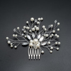 Pearl Women Hair Combs Wedding Hair Accessories Hair Pin Rhinestone Tiara Bridal Clip Crystal Crown Bride Hair Jewelry, Silver, Gold
