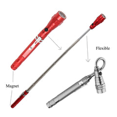 2 PCS 1W Flexible Magnet Camping Fishing Telescopic 360 Degrees Head Flashlight Outdoor Torch Magnetic Pick Up Tool Lamp, Red, Silver, Black, Blue