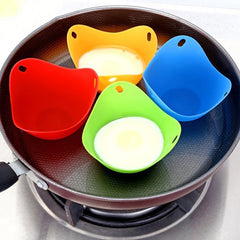 Silicone Egg Cooker Egg Bracket Kitchen Tools Pancake Cookware Bakeware Steam Eggs Plate Tray, Green, Red, Blue, Yellow, 4 pieces of steamed egg