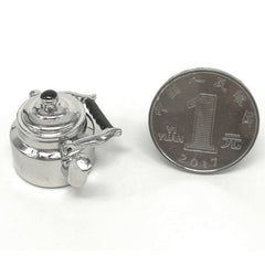 Dollhouse Miniature Metal Tea Kettle Pot Classic Pretend Play Furniture Toys for Kitchen Accessory, Metal Tea Kettle