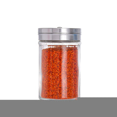 Stainless Steel Lid Glass Seasoning Jar Kitchen Supplies, Transparent