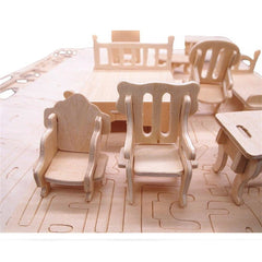 Miniature Doll Furniture 3D Wooden Puzzle DIY Architectural Model Children's Toys Gifts, 3D Wooden Puzzle