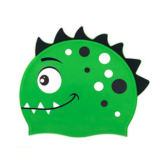 Children Cartoon Dinosaur Comfortable Silicone Swimming Cap, Children Swimming Cap(Green1), Children Swimming Cap(Pink)