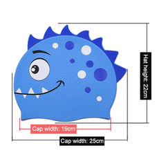 Children Cartoon Dinosaur Comfortable Silicone Swimming Cap, Children Swimming Cap(Green1), Children Swimming Cap(Pink)