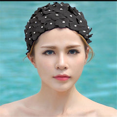 Pearl Three-dimensional Handmade Flower Swimming Cap for Women, Three-dimensional Flower(Red), Three-dimensional Flower(Black), Three-dimensional Flower(Royal Blue), Three-dimensional Flower(Black White), Three-dimensional Flower(Lake Blue)            ...
